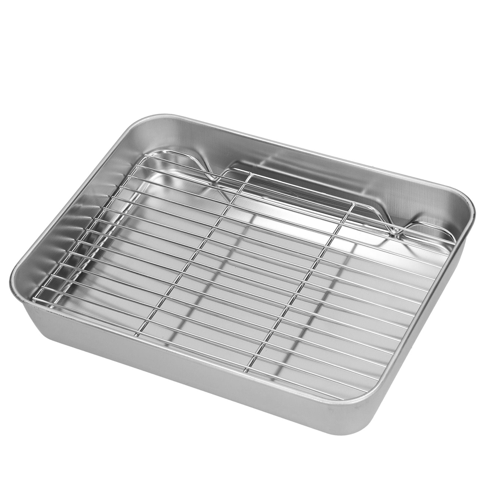 Roasting Pan and Rack Set Stainless Steel Easy Clean Rectangular Roaster with Rack for Cooking V1294-YM0523-3118210292712