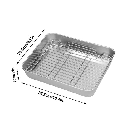 Roasting Pan and Rack Set Stainless Steel Easy Clean Rectangular Roaster with Rack for Cooking V1294-YM0523-3118210292712