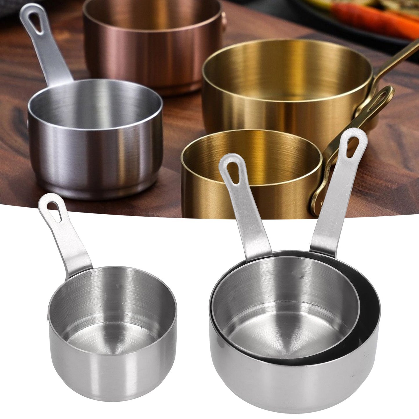 3pcs Sauce Cups Stainless Steel Sauce Dish with Handle for for Condiment Ketchup AppetizerSilver V1294-YM0523-3118210294111
