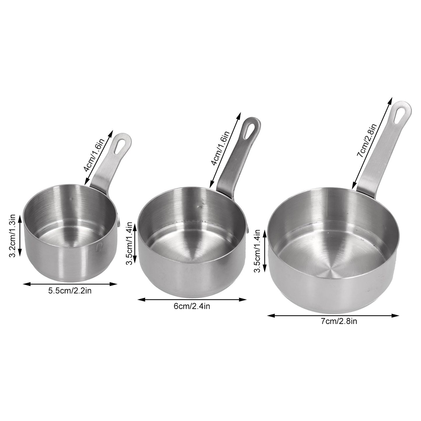 3pcs Sauce Cups Stainless Steel Sauce Dish with Handle for for Condiment Ketchup AppetizerSilver V1294-YM0523-3118210294111