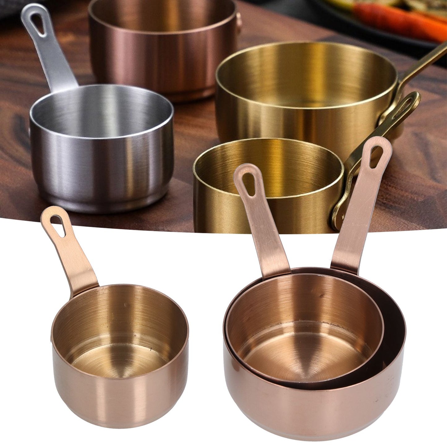 3pcs Sauce Cups Stainless Steel Sauce Dish with Handle for for Condiment Ketchup AppetizerRose Gold V1294-YM0523-3118210294112