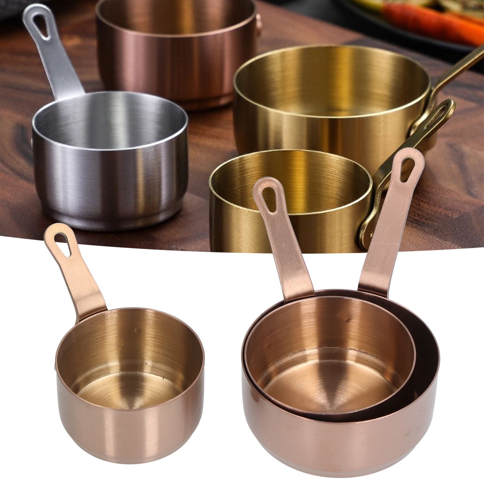 3pcs Sauce Cups Stainless Steel Sauce Dish with Handle for for Condiment Ketchup AppetizerRose Gold V1294-YM0523-3118210294112