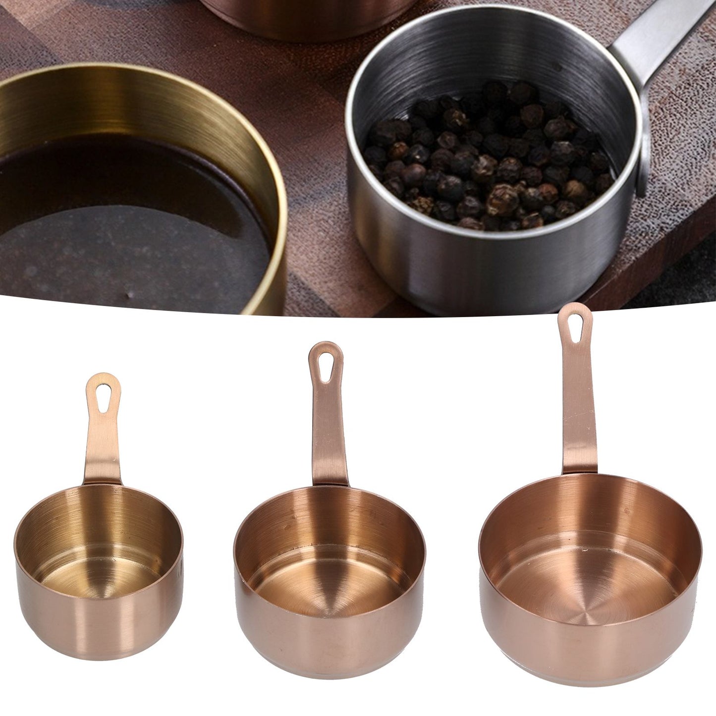 3pcs Sauce Cups Stainless Steel Sauce Dish with Handle for for Condiment Ketchup AppetizerRose Gold V1294-YM0523-3118210294112