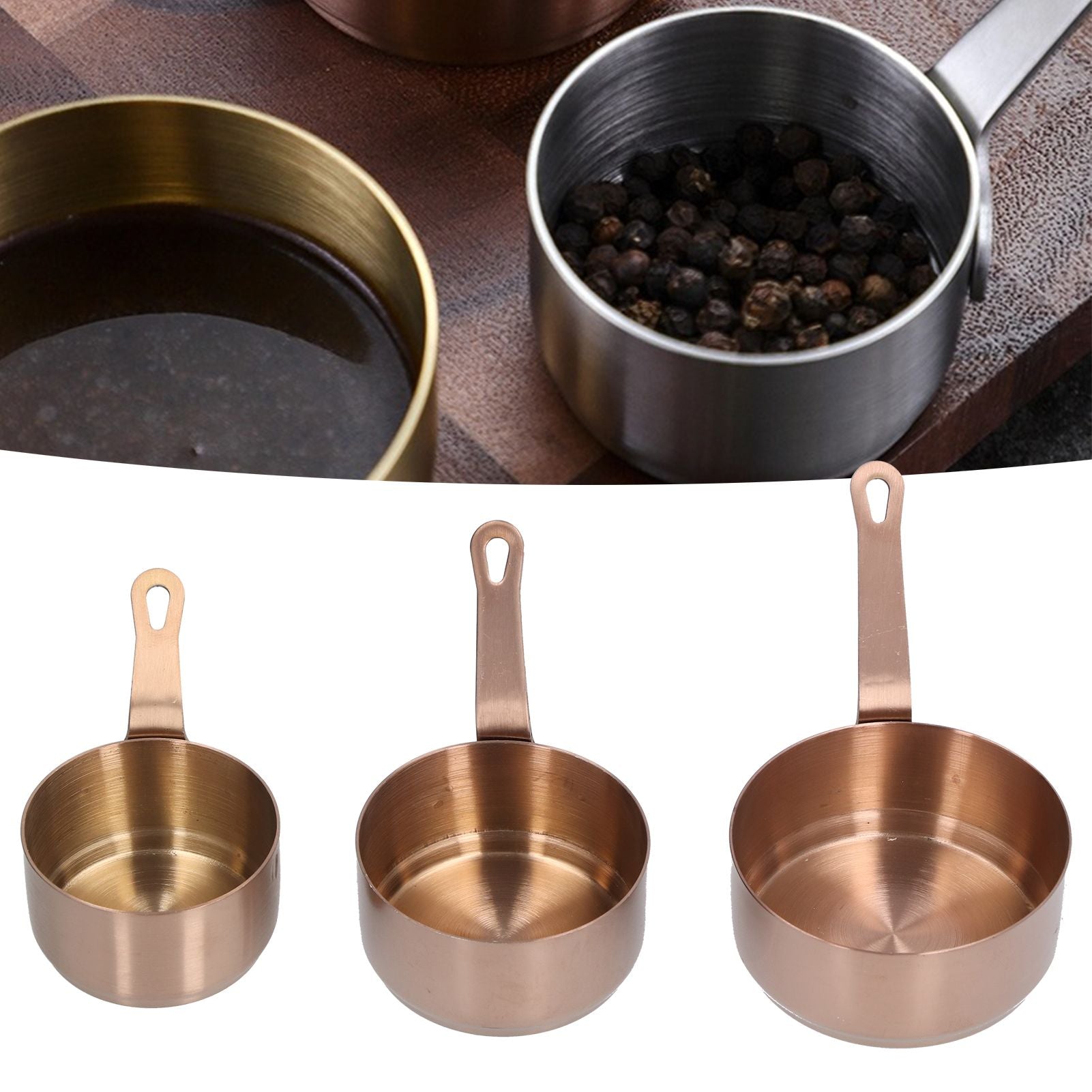 3pcs Sauce Cups Stainless Steel Sauce Dish with Handle for for Condiment Ketchup AppetizerRose Gold V1294-YM0523-3118210294112