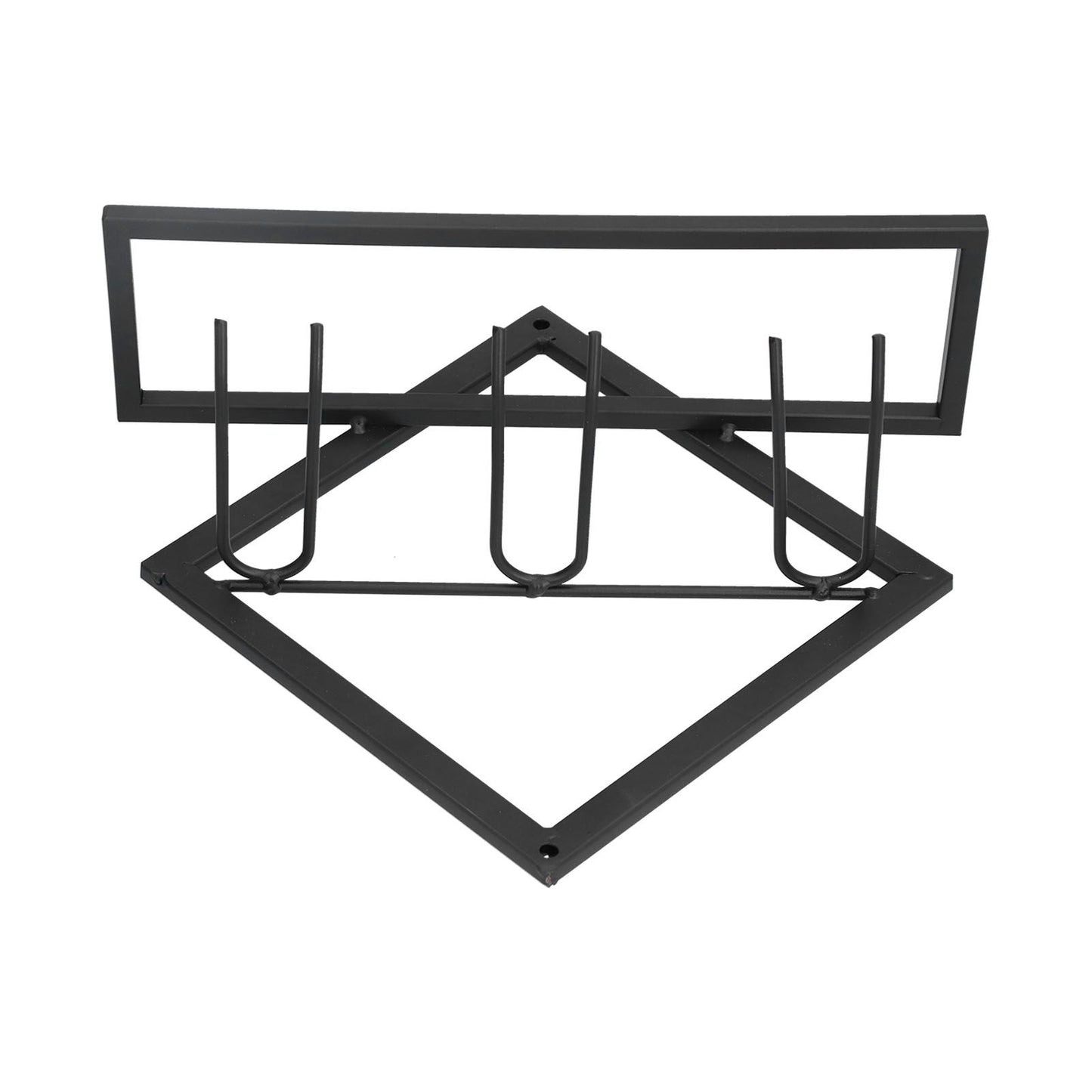 Wall Mounted Wine Rack Black Rhombus Shaped Wall Mounted Double Hook Wine Rack for Wine Cellar Home Bar V1294-YM0523-3118210295411