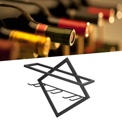 Wall Mounted Wine Rack Black Rhombus Shaped Wall Mounted Double Hook Wine Rack for Wine Cellar Home Bar V1294-YM0523-3118210295411