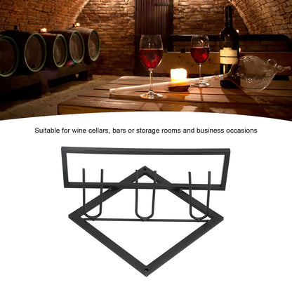 Wall Mounted Wine Rack Black Rhombus Shaped Wall Mounted Double Hook Wine Rack for Wine Cellar Home Bar V1294-YM0523-3118210295411