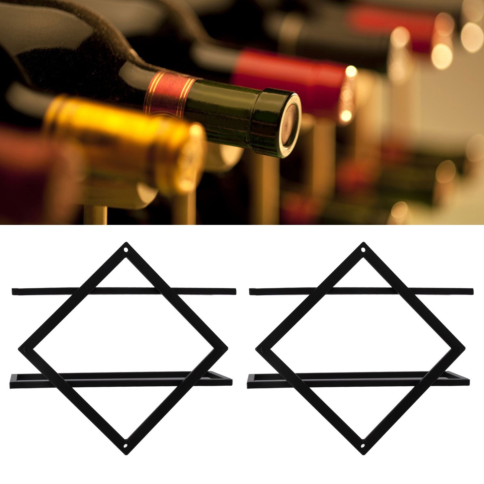 Wine Holder Exquisite Workmanship Double Structure Lightweight Wall Mounted Wine Bottle Rack V1294-YM0523-3118210295611