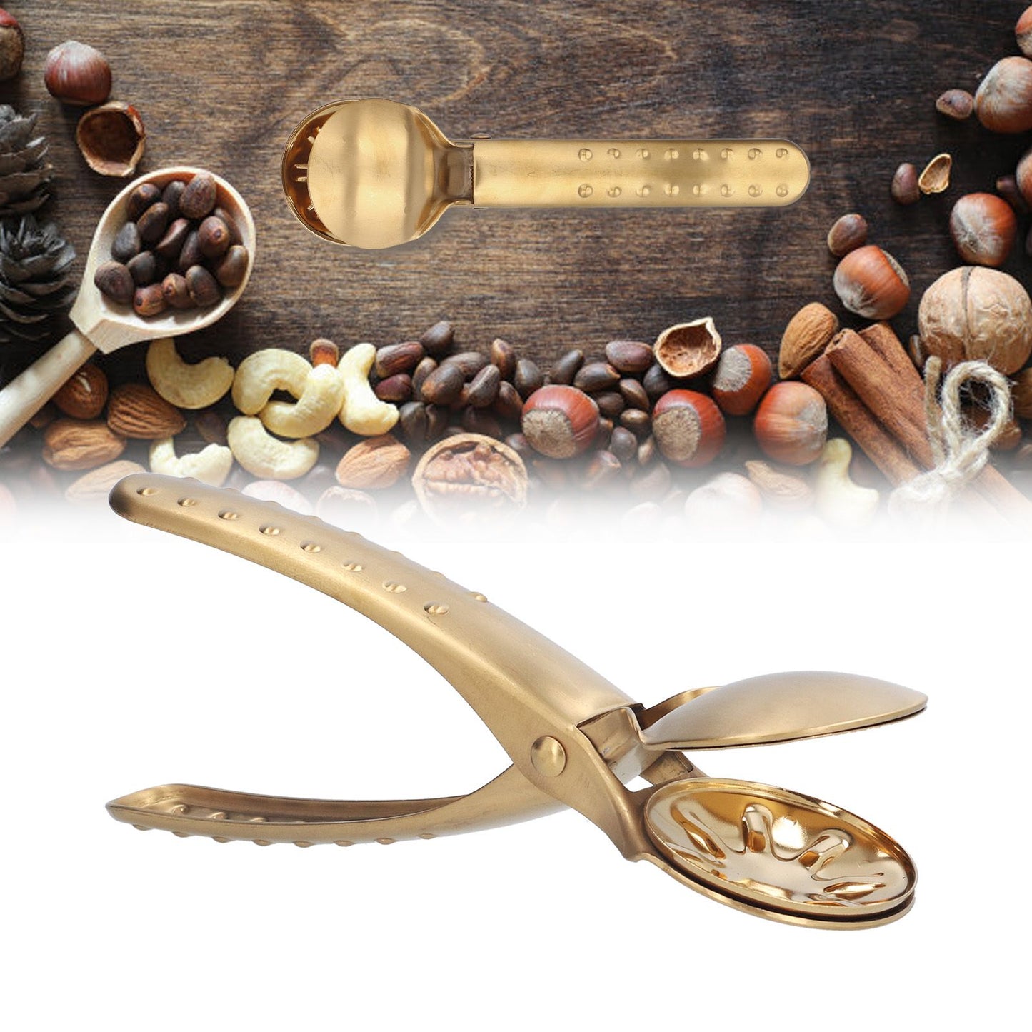 Stainless Steel Nutcracker Chestnut Clip Metal Multifunctional Nut Opener Plier for KitchenGold V1294-YM0523-3118210297212