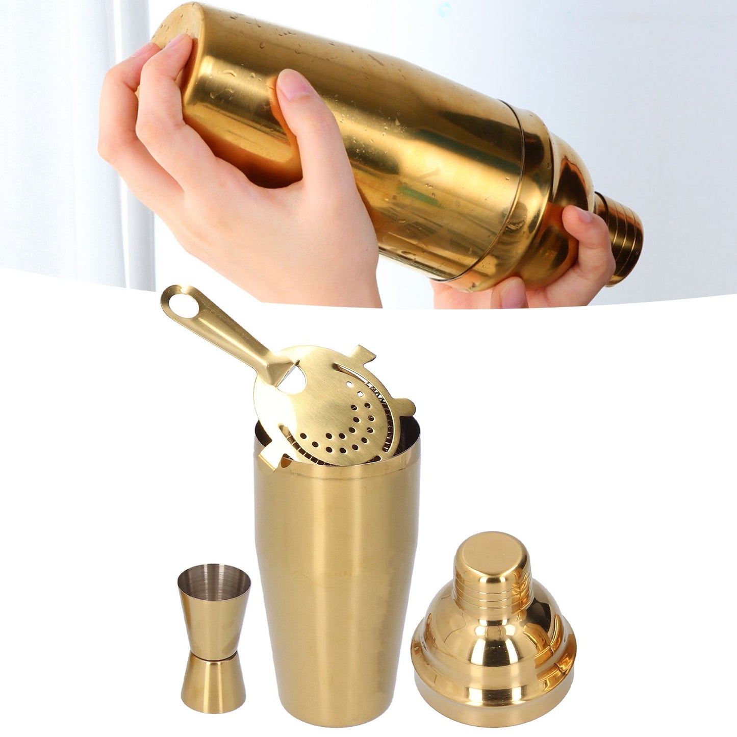 Cocktail Set Fashionable 750ml Stainless Steel Barware Tool Kit with Strainer Measure Cup Shaker for V1294-YM0523-3118210297312