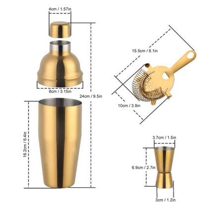 Cocktail Set Fashionable 750ml Stainless Steel Barware Tool Kit with Strainer Measure Cup Shaker for V1294-YM0523-3118210297312