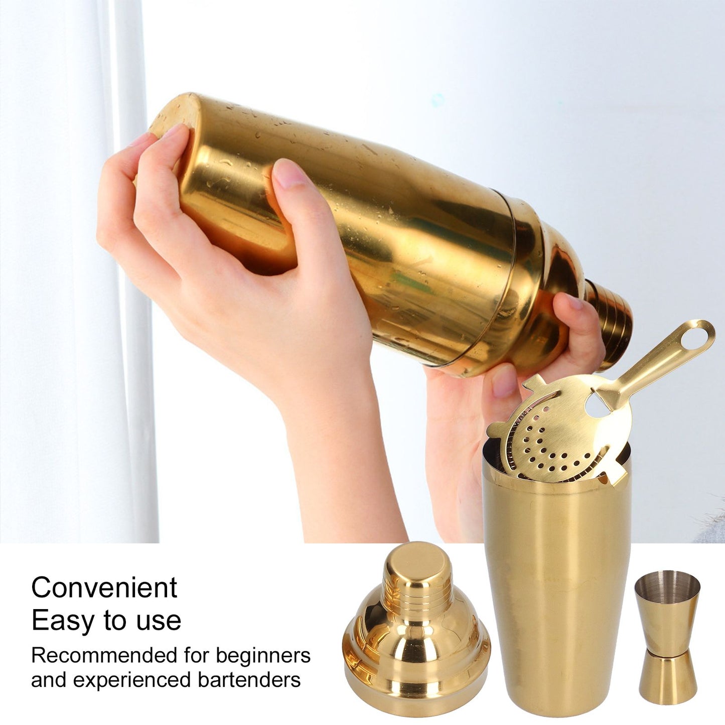 Cocktail Set Fashionable 750ml Stainless Steel Barware Tool Kit with Strainer Measure Cup Shaker for V1294-YM0523-3118210297312