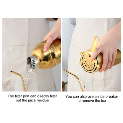 Cocktail Set Fashionable 750ml Stainless Steel Barware Tool Kit with Strainer Measure Cup Shaker for V1294-YM0523-3118210297312
