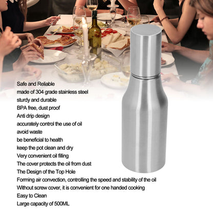 Stainless Steel Olive Oil Dispenser 500ML Leak Proof Dust Proof Kitchen Olive Oil DecanterSilver V1294-YM0523-3118210297411