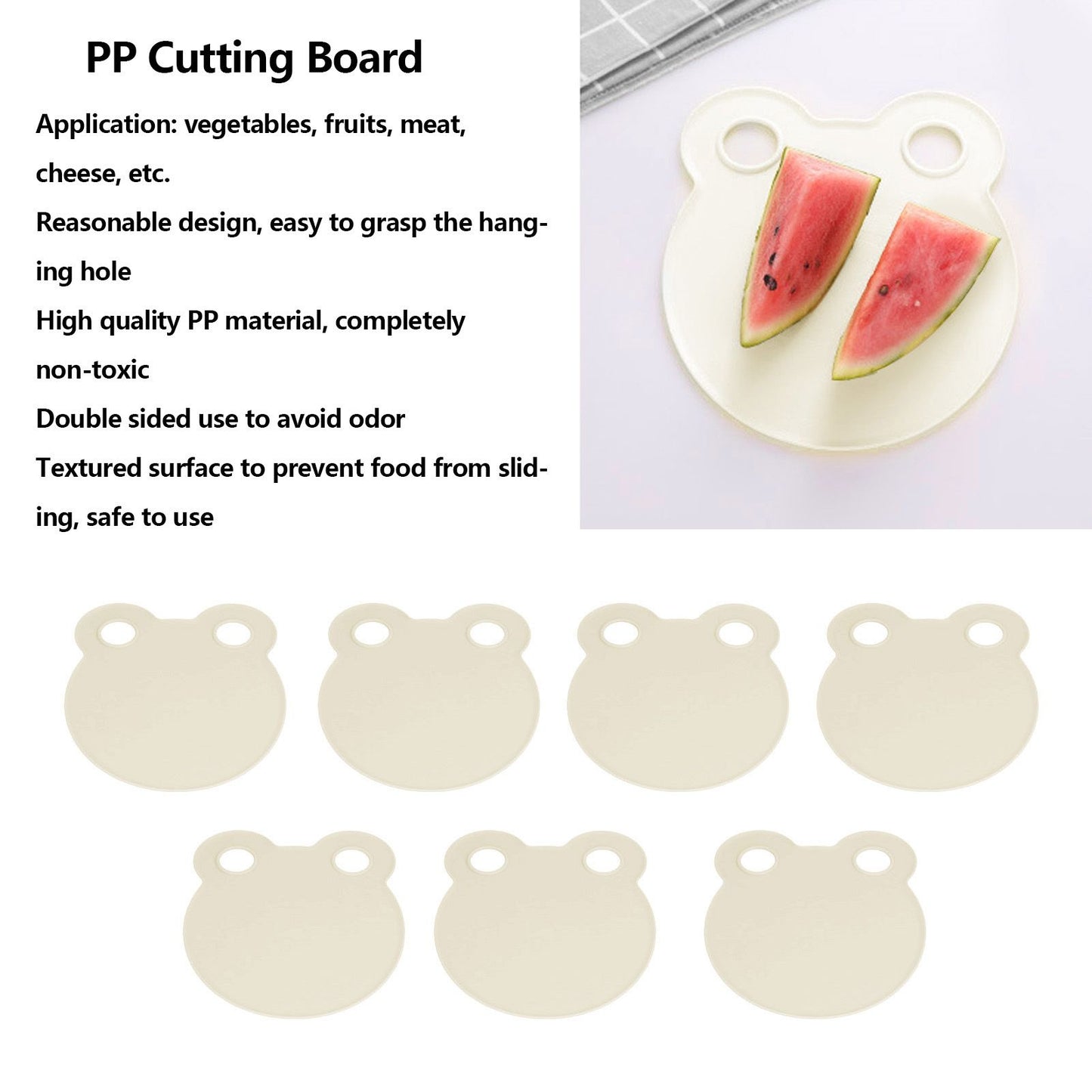 Kitchen Cutting Board Small Portable Cute Shape Cutting and Serving Board for Household DormitoryBeige V1294-YM0523-3118210302214
