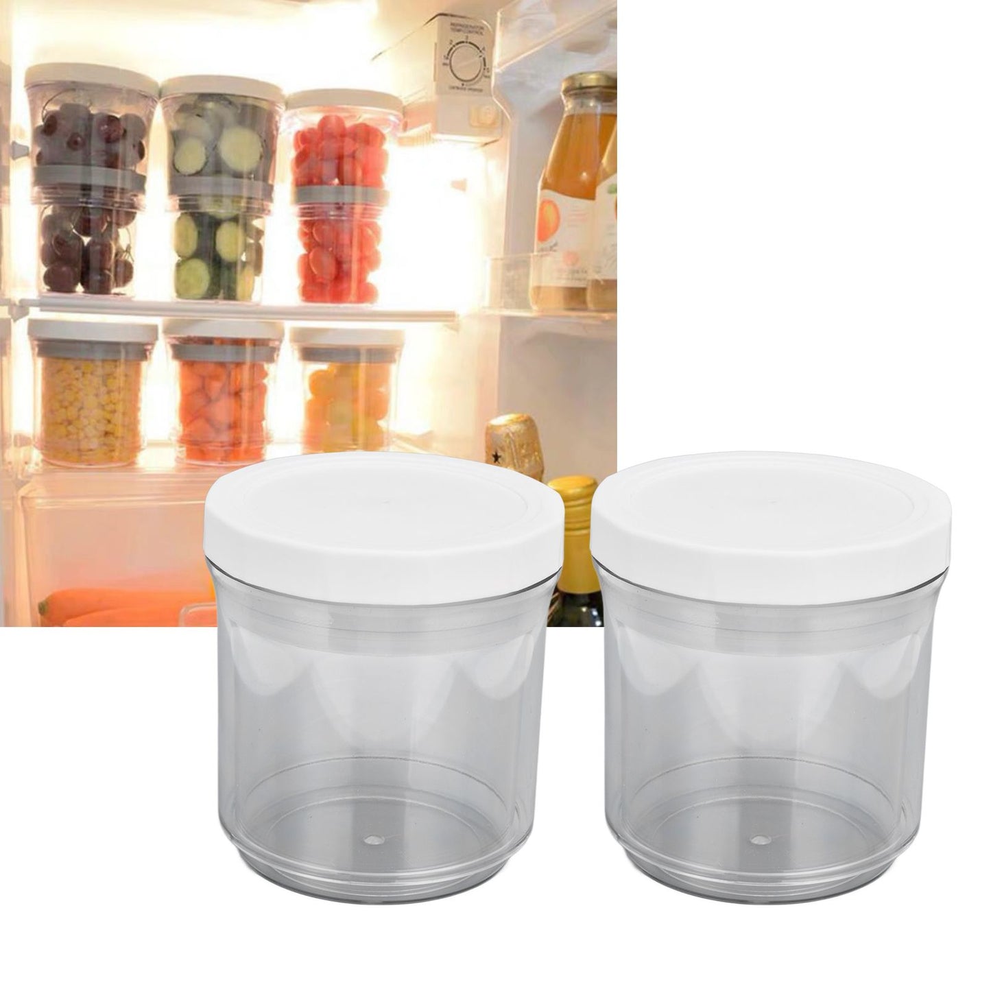 2Pcs Vacuum Container Push Type Retractable Adjustable Food Storage Box with Cover for Kitchen Home V1294-YM0523-3118210303011