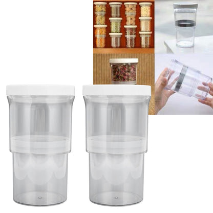 2Pcs Vacuum Container Push Type Retractable Adjustable Food Storage Box with Cover for Kitchen Home V1294-YM0523-3118210303011
