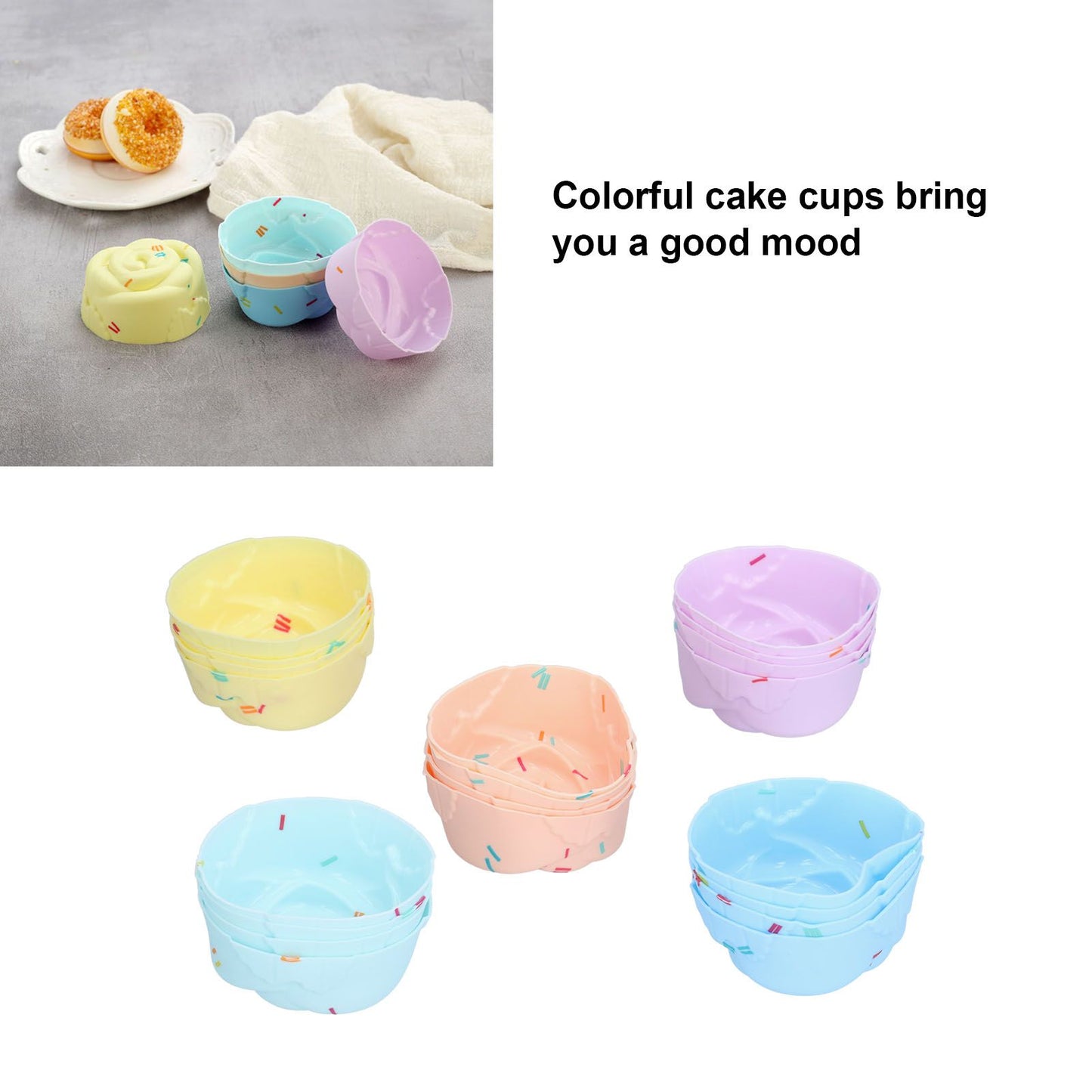20Pcs Cupcake Baking Mould Silicone Muffin Cups Cupcake Moulds Jelly Pudding MoldRose Set V1294-YM0523-3118210304311