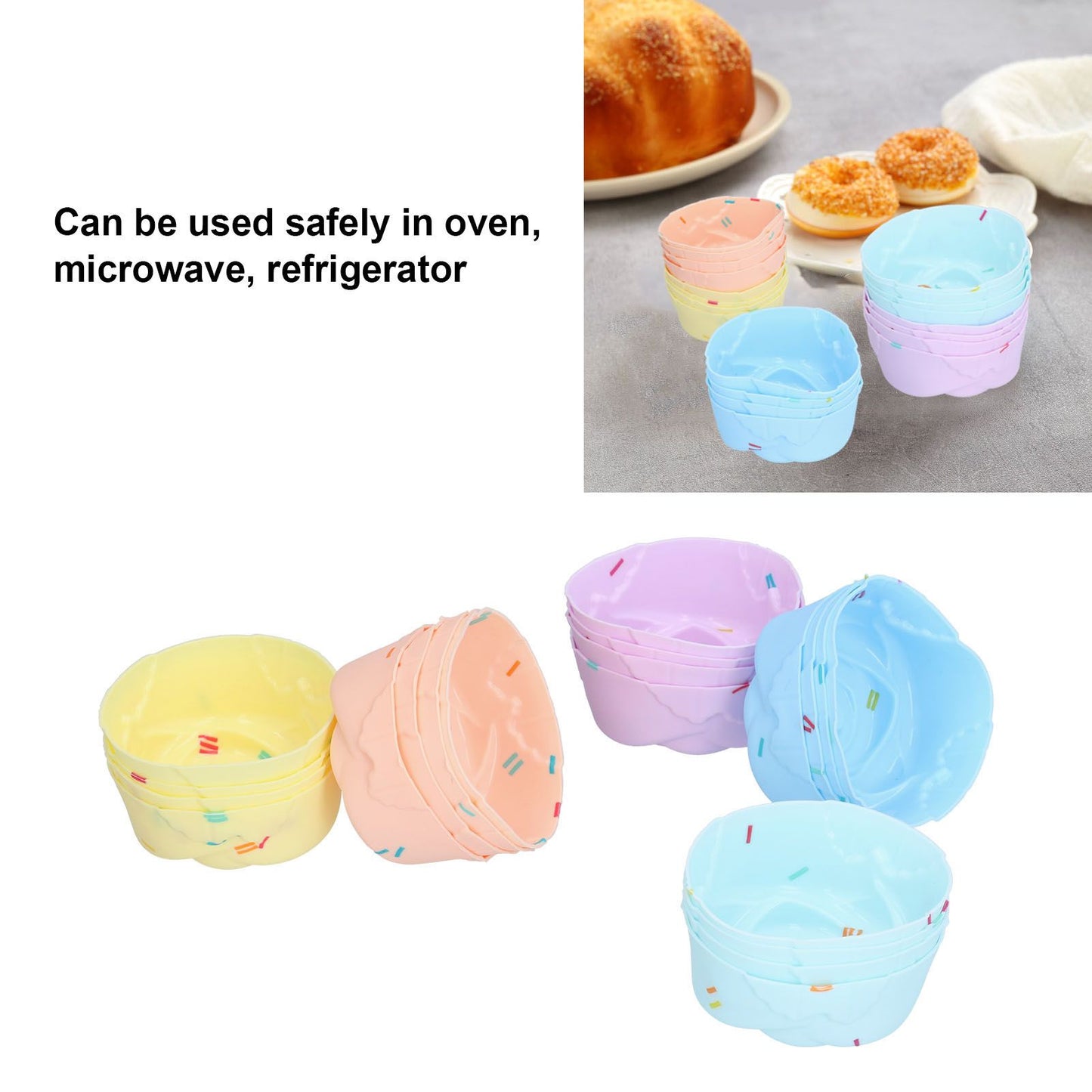 20Pcs Cupcake Baking Mould Silicone Muffin Cups Cupcake Moulds Jelly Pudding MoldRose Set V1294-YM0523-3118210304311