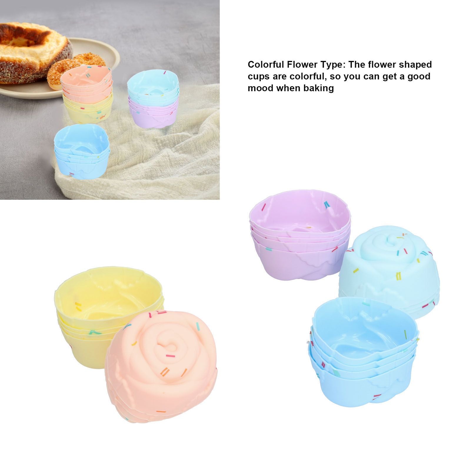 20Pcs Cupcake Baking Mould Silicone Muffin Cups Cupcake Moulds Jelly Pudding MoldRose Set V1294-YM0523-3118210304311