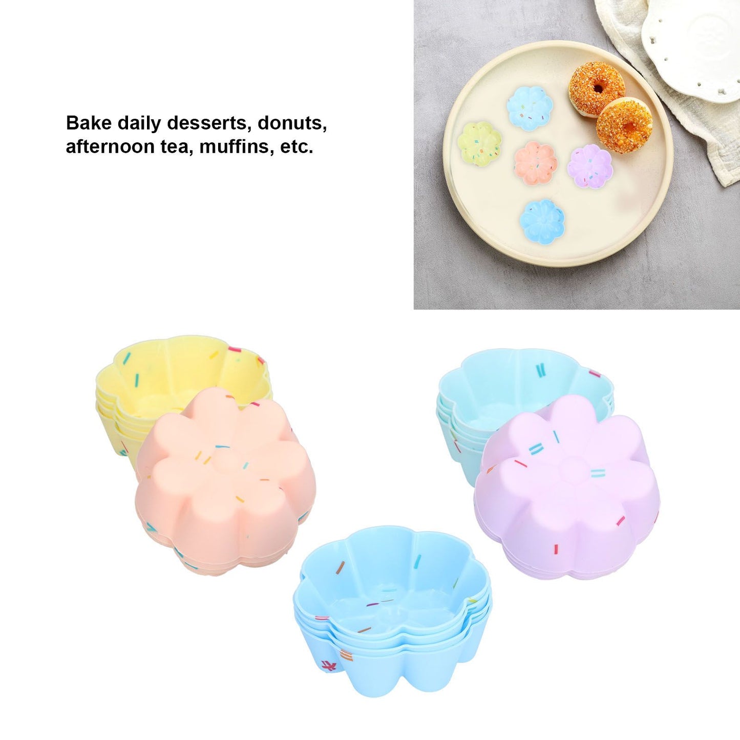 20Pcs Cupcake Baking Mould Silicone Muffin Cups Cupcake Moulds Jelly Pudding Mold7 Petal Flower Set V1294-YM0523-3118210304312