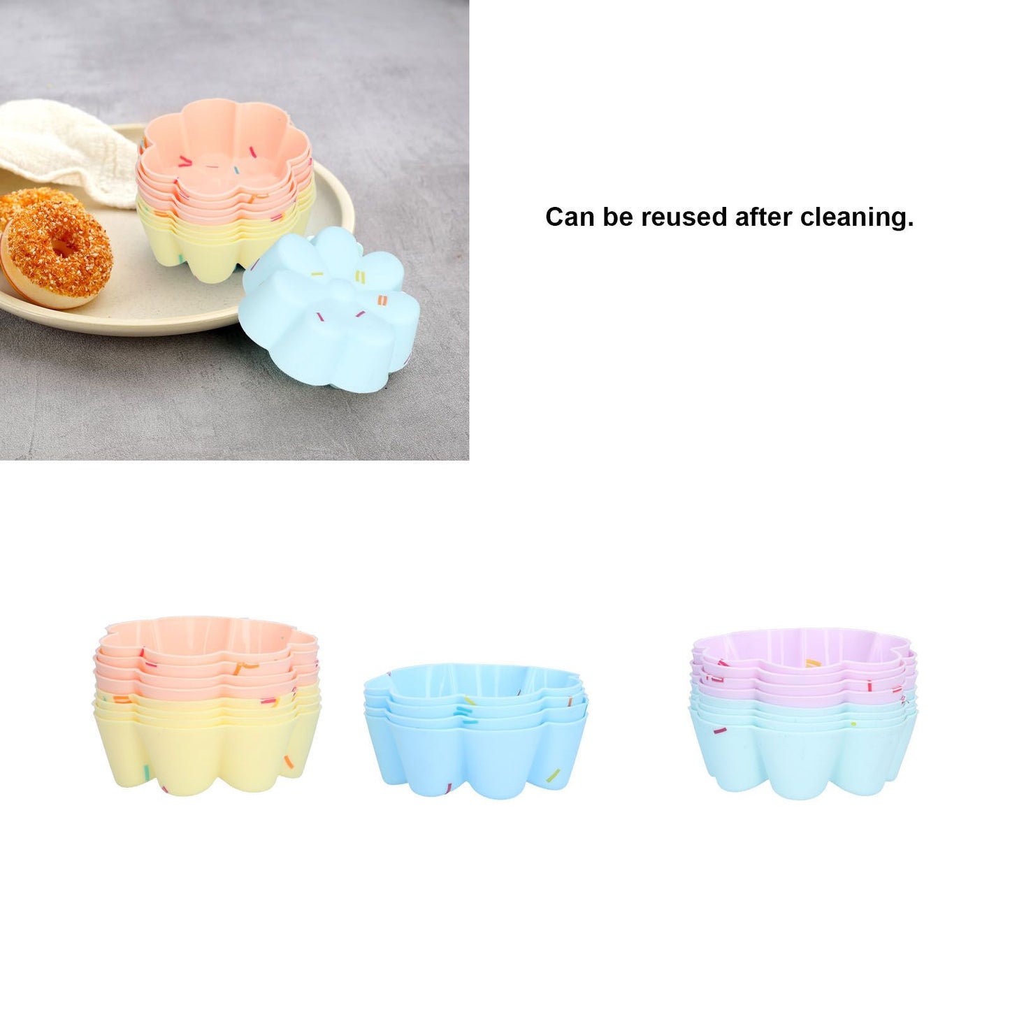 20Pcs Cupcake Baking Mould Silicone Muffin Cups Cupcake Moulds Jelly Pudding Mold7 Petal Flower Set V1294-YM0523-3118210304312