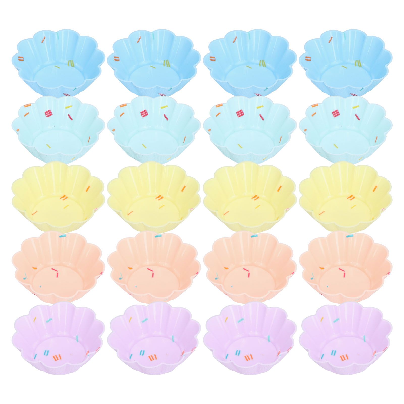 20Pcs Small Cake Cup Baking Mold Reusable Easy Clean Silicone Mini Cupcake Holders10 Petal Flower Set V1294-YM0523-3118210304411