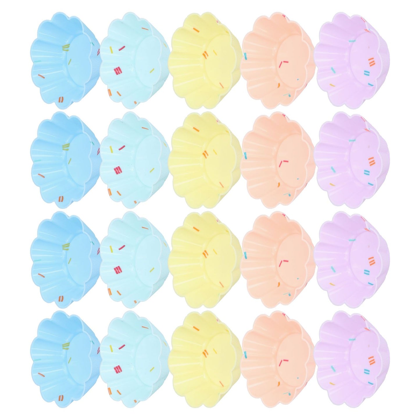 20Pcs Small Cake Cup Baking Mold Reusable Easy Clean Silicone Mini Cupcake Holders10 Petal Flower Set V1294-YM0523-3118210304411