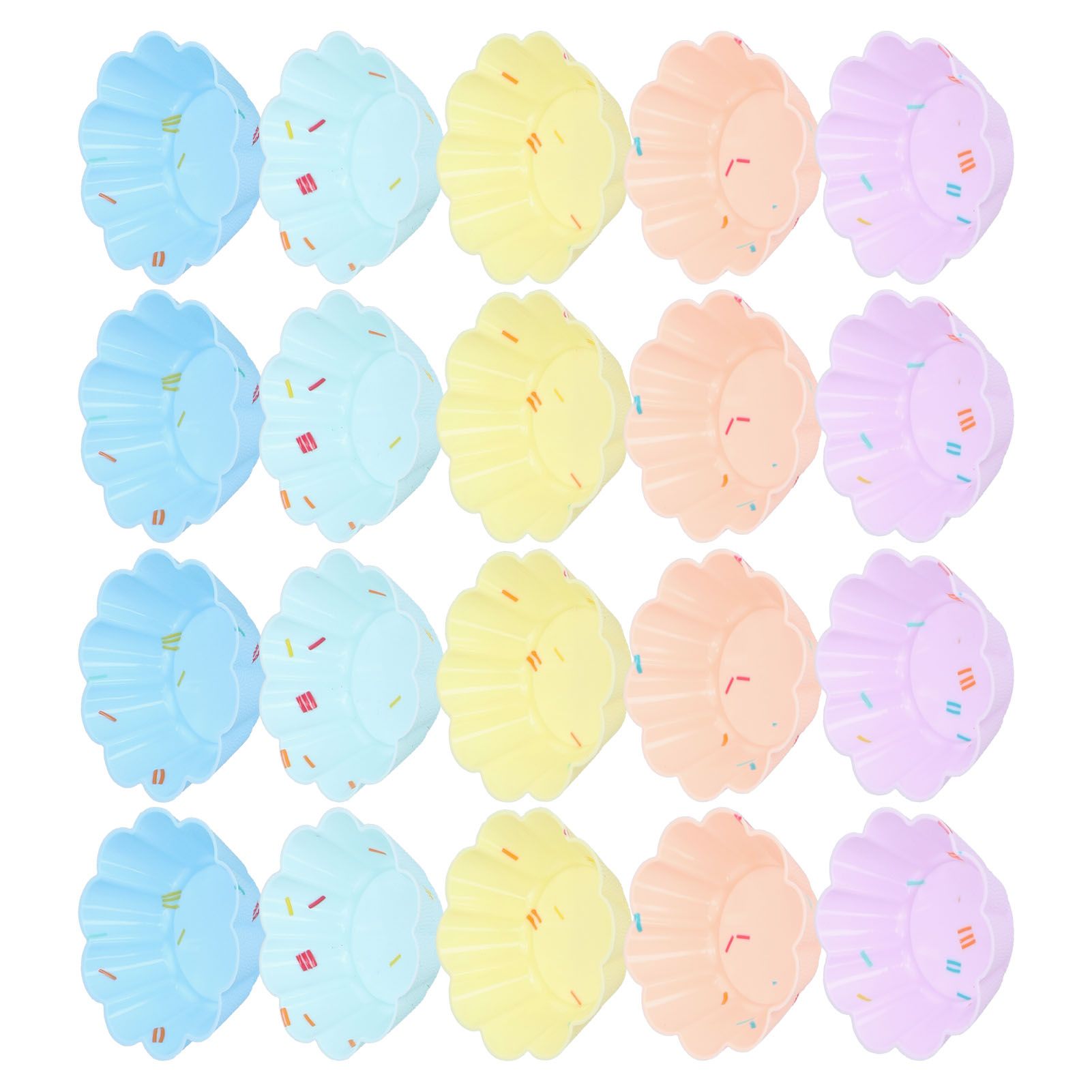 20Pcs Small Cake Cup Baking Mold Reusable Easy Clean Silicone Mini Cupcake Holders10 Petal Flower Set V1294-YM0523-3118210304411
