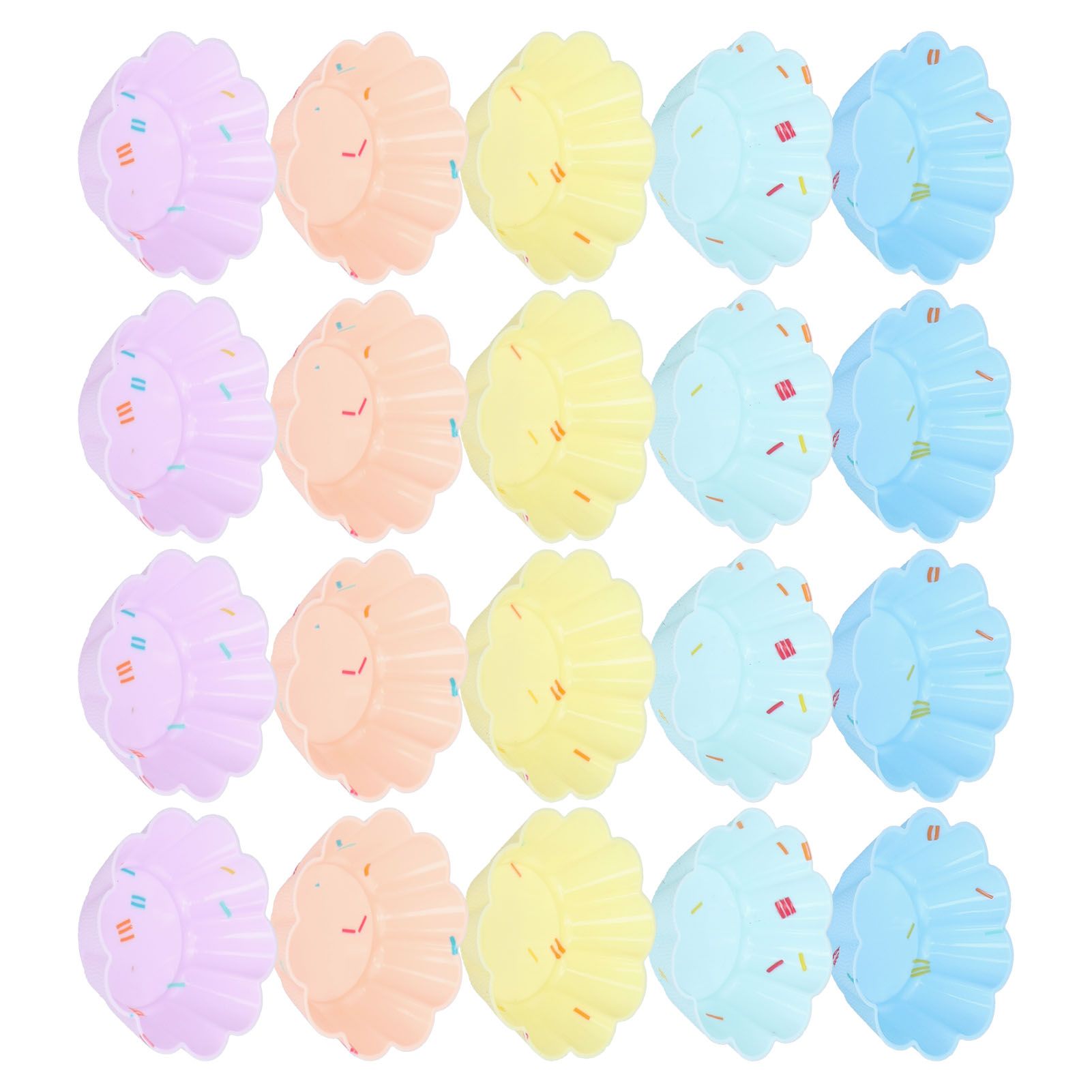 20Pcs Small Cake Cup Baking Mold Reusable Easy Clean Silicone Mini Cupcake Holders10 Petal Flower Set V1294-YM0523-3118210304411