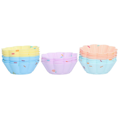 20Pcs Small Cake Cup Baking Mold Reusable Easy Clean Silicone Mini Cupcake Holders10 Petal Flower Set V1294-YM0523-3118210304411