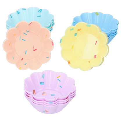 20Pcs Small Cake Cup Baking Mold Reusable Easy Clean Silicone Mini Cupcake Holders10 Petal Flower Set V1294-YM0523-3118210304411