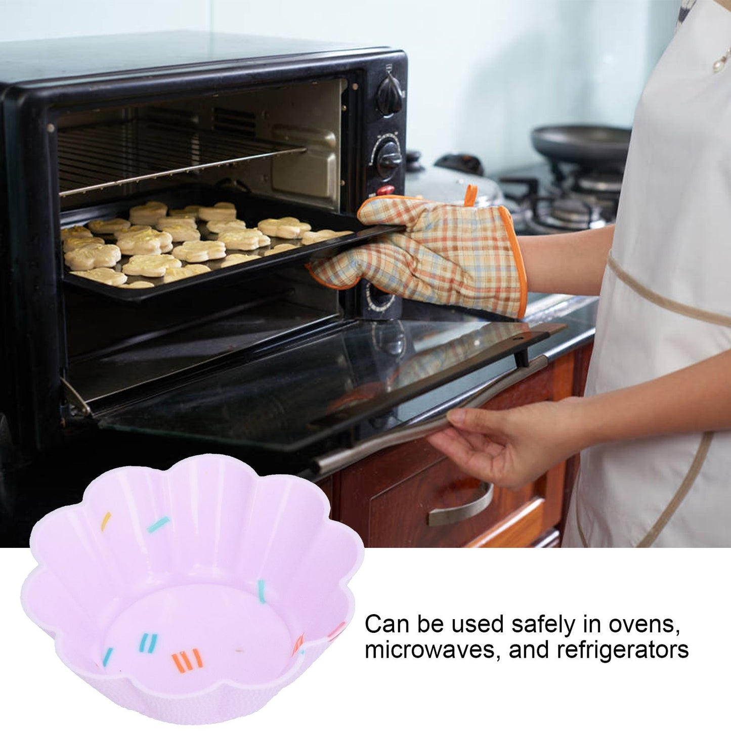 20Pcs Small Cake Cup Baking Mold Reusable Easy Clean Silicone Mini Cupcake Holders10 Petal Flower Set V1294-YM0523-3118210304411