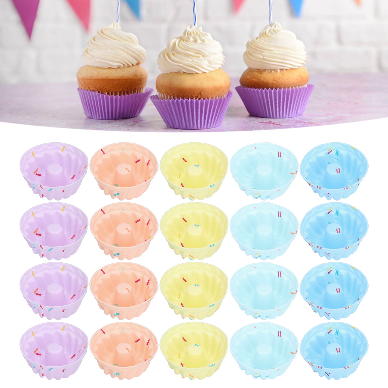 20Pcs Small Cake Cup Baking Mold Reusable Easy Clean Silicone Mini Cupcake HoldersThread Set V1294-YM0523-3118210304412