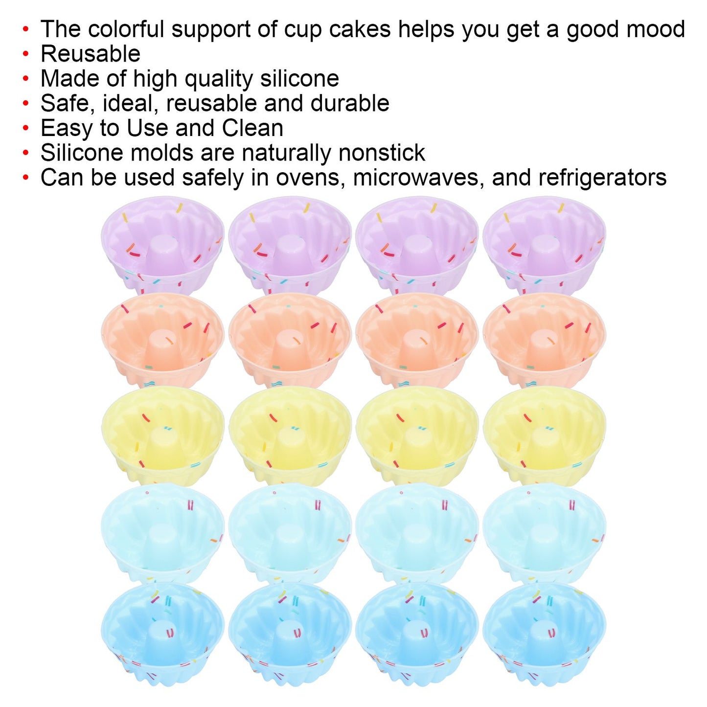 20Pcs Small Cake Cup Baking Mold Reusable Easy Clean Silicone Mini Cupcake HoldersThread Set V1294-YM0523-3118210304412