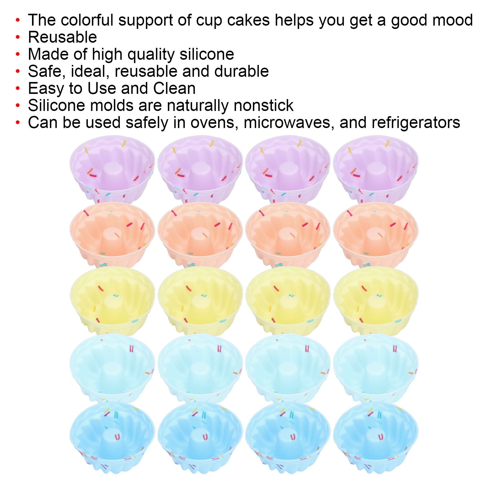 20Pcs Small Cake Cup Baking Mold Reusable Easy Clean Silicone Mini Cupcake HoldersThread Set V1294-YM0523-3118210304412