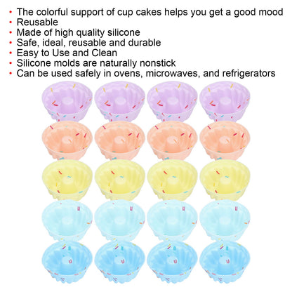 20Pcs Small Cake Cup Baking Mold Reusable Easy Clean Silicone Mini Cupcake HoldersThread Set V1294-YM0523-3118210304412