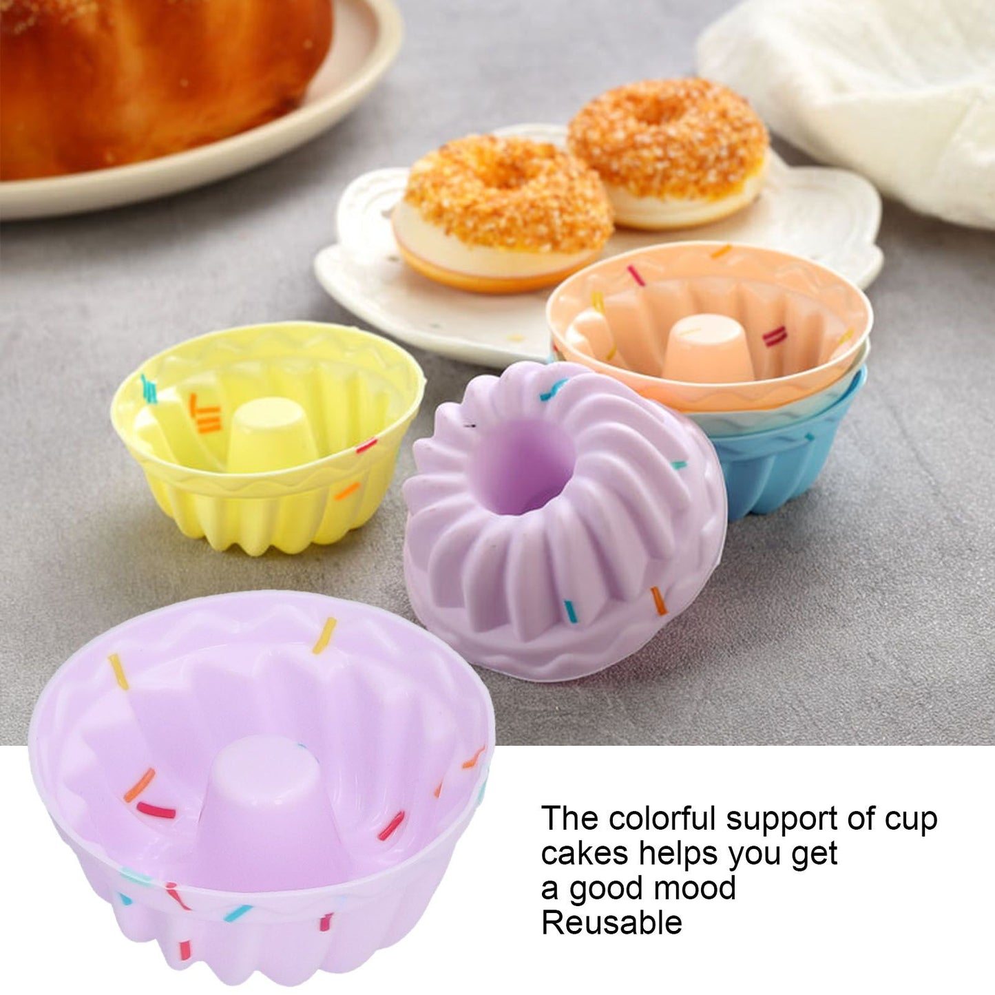 20Pcs Small Cake Cup Baking Mold Reusable Easy Clean Silicone Mini Cupcake HoldersThread Set V1294-YM0523-3118210304412