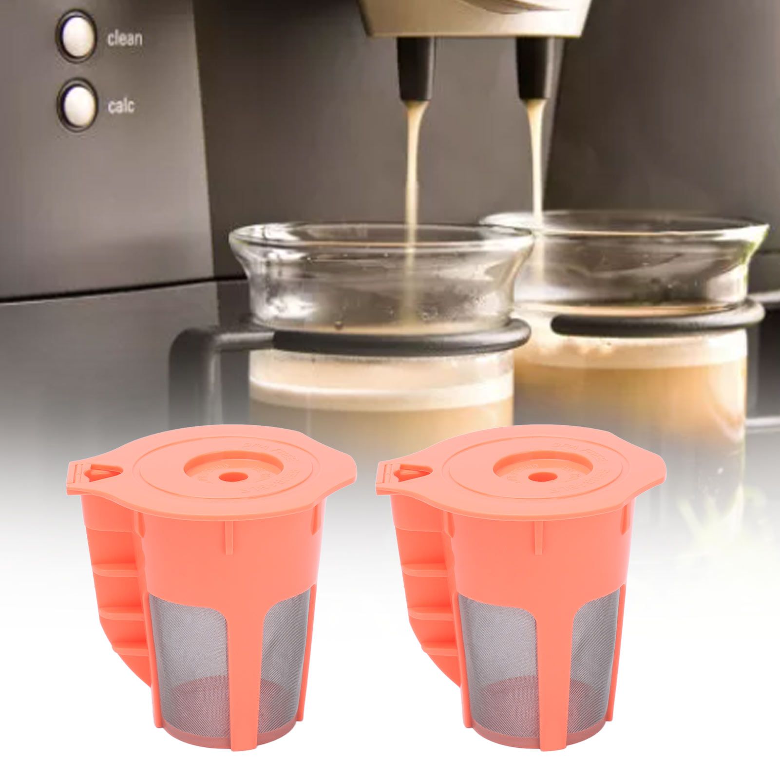 2Pcs Refillable Coffee Filter Cup Reusable Coffee Capsule Cup for 2.0 K200 K300 K350 K360 K400 Red V1294-YM0523-3118210305211