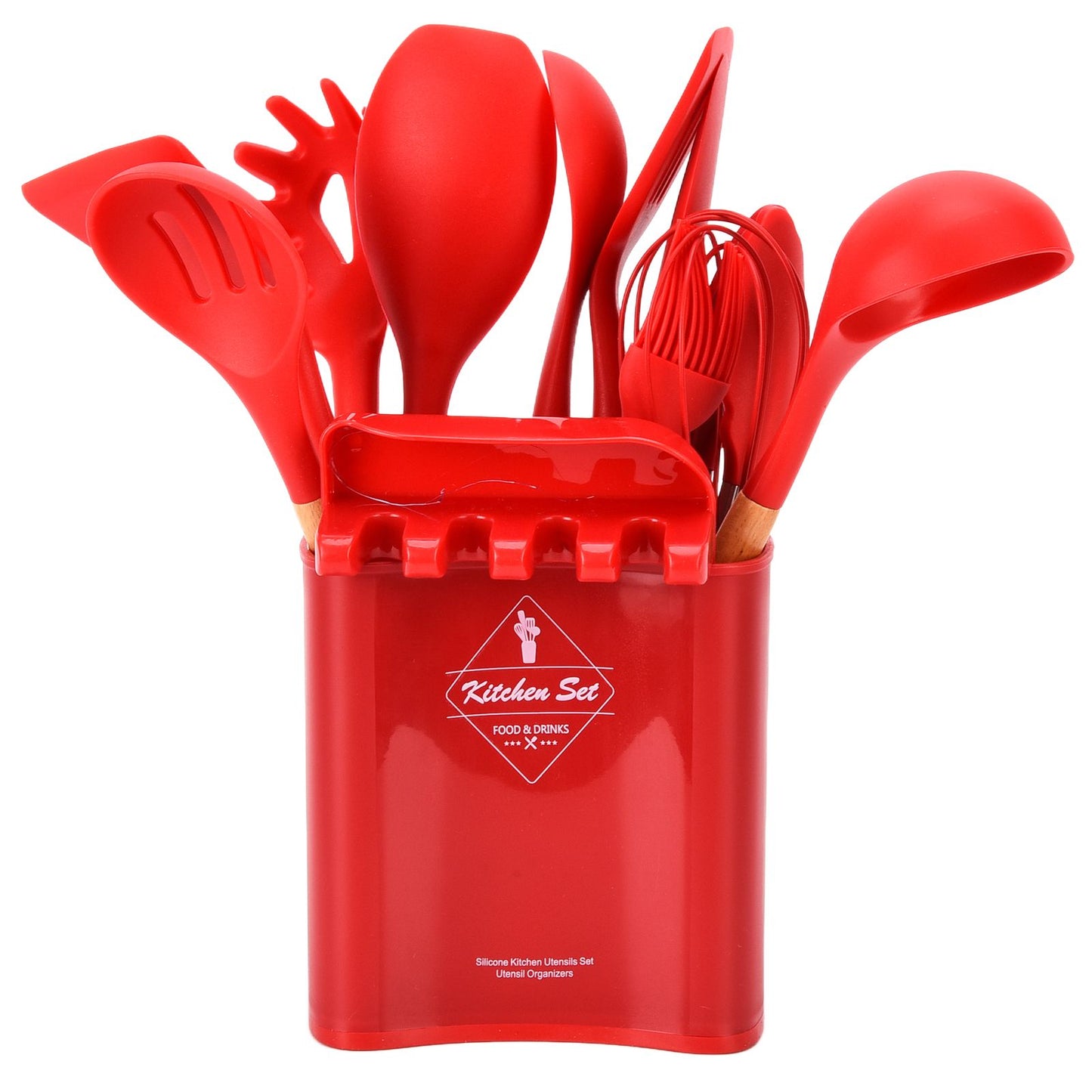 13Pcs Silicone Cooking Utensils Set Non Stick Spatula Shovel Wooden Handle Cooking Tools Set Kitchen Supplies V1294-YM0523-3118210305811