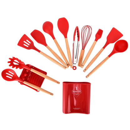 13Pcs Silicone Cooking Utensils Set Non Stick Spatula Shovel Wooden Handle Cooking Tools Set Kitchen Supplies V1294-YM0523-3118210305811