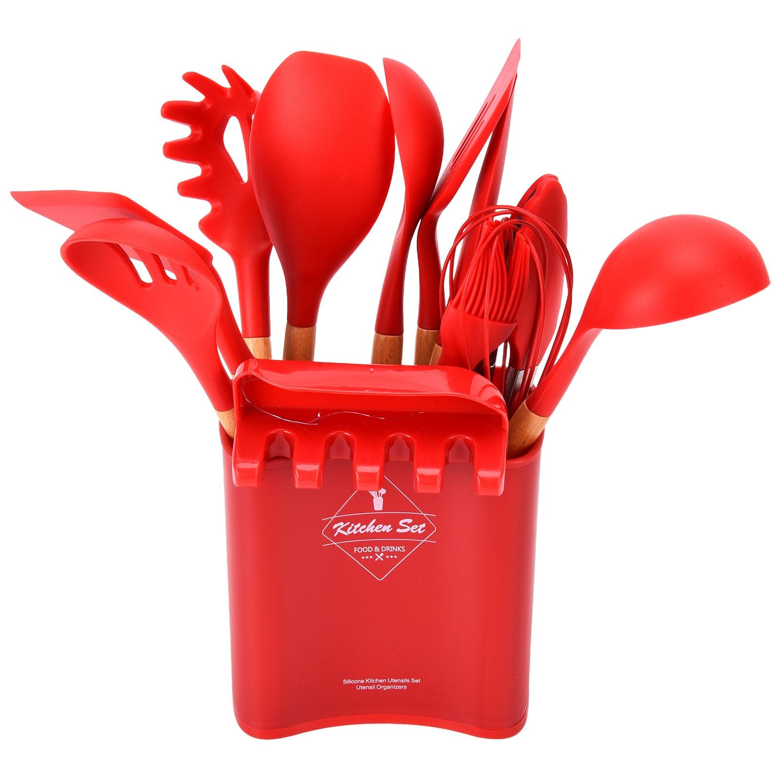 13Pcs Silicone Cooking Utensils Set Non Stick Spatula Shovel Wooden Handle Cooking Tools Set Kitchen Supplies V1294-YM0523-3118210305811