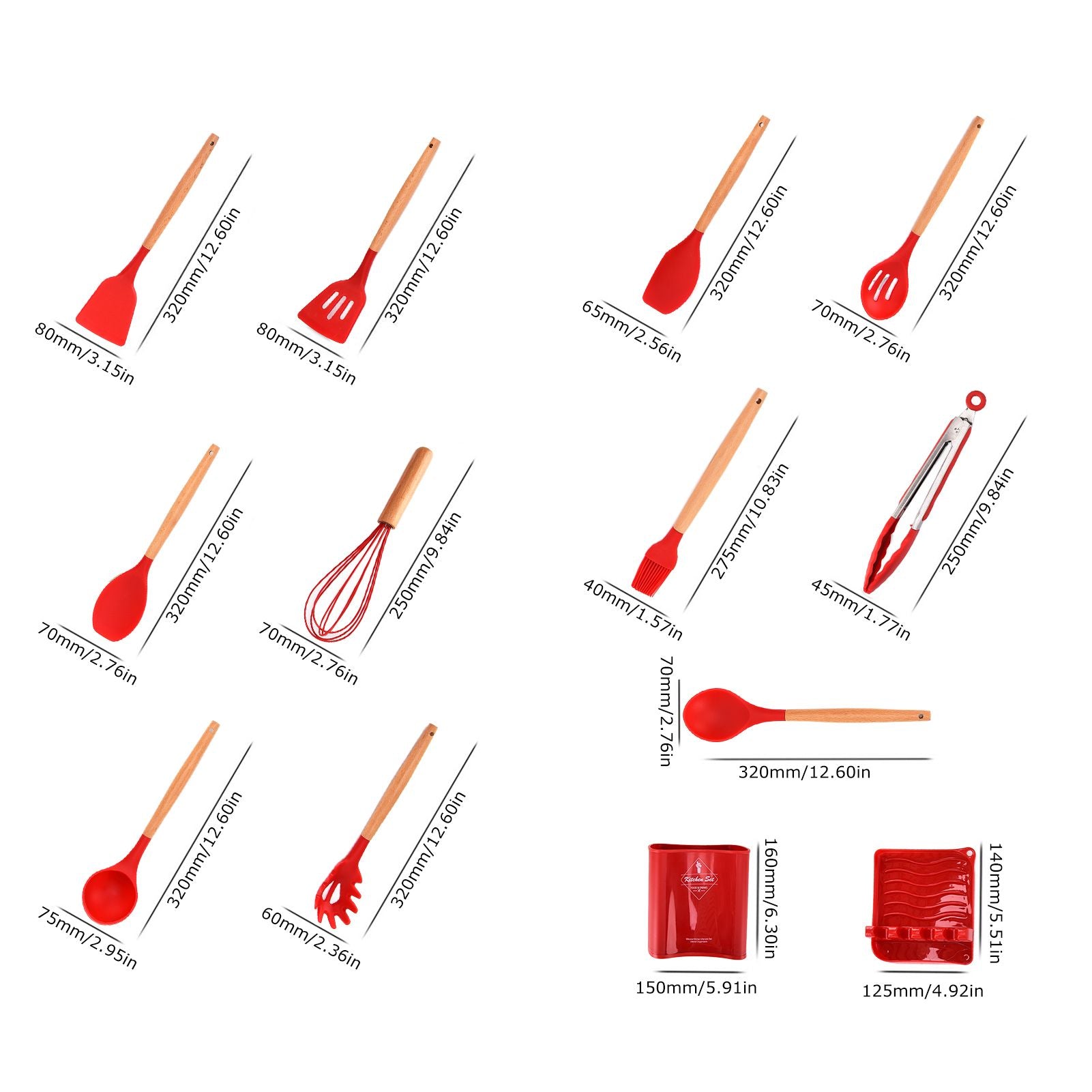 13Pcs Silicone Cooking Utensils Set Non Stick Spatula Shovel Wooden Handle Cooking Tools Set Kitchen Supplies V1294-YM0523-3118210305811