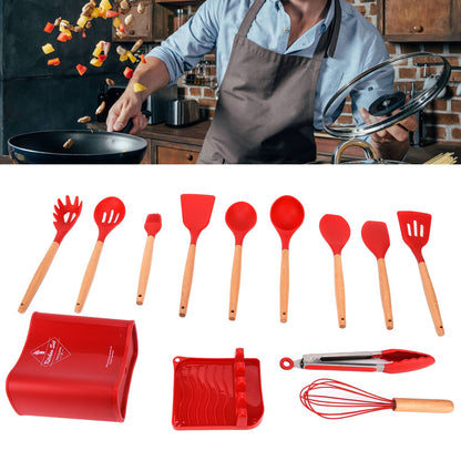 13Pcs Silicone Cooking Utensils Set Non Stick Spatula Shovel Wooden Handle Cooking Tools Set Kitchen Supplies V1294-YM0523-3118210305811