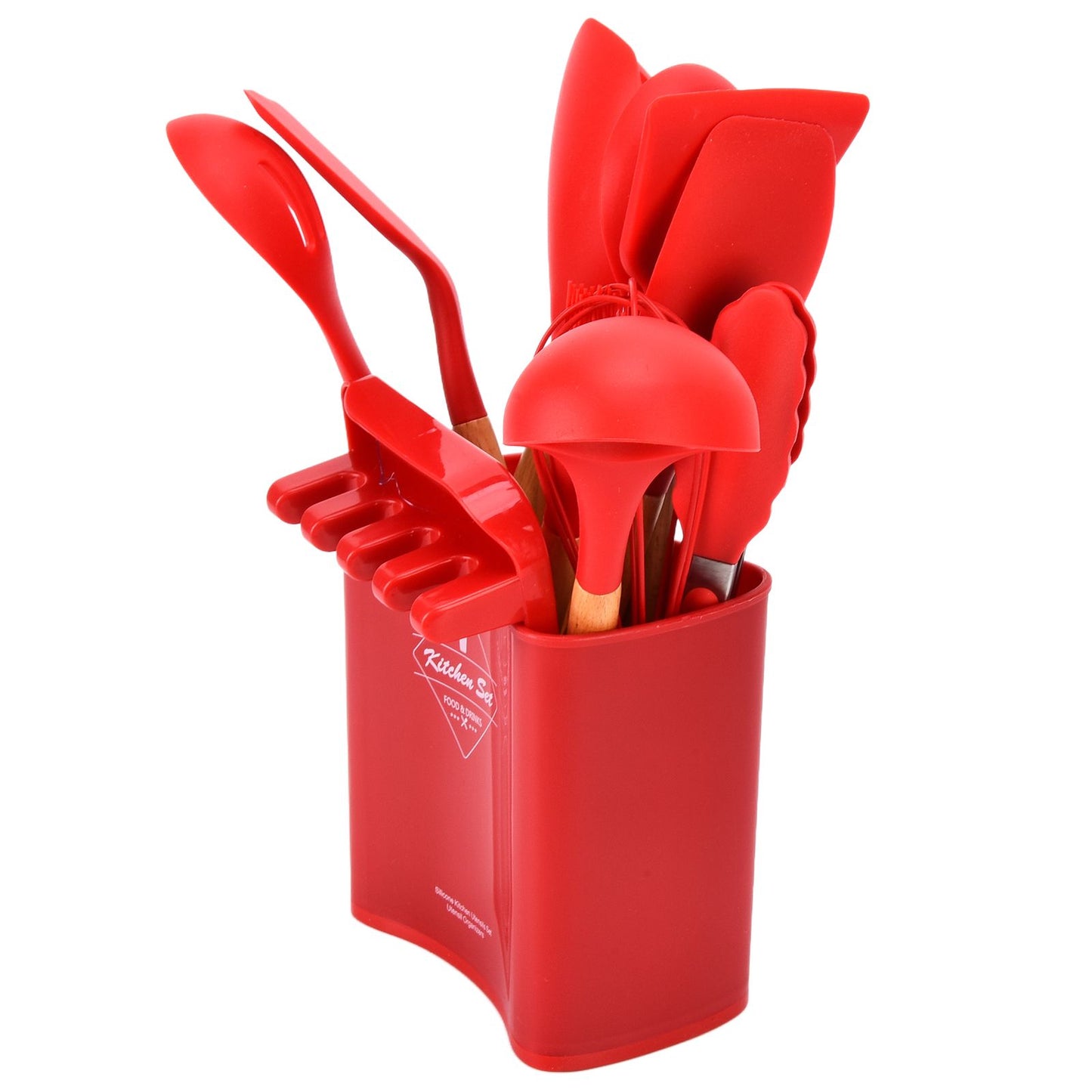 13Pcs Silicone Cooking Utensils Set Non Stick Spatula Shovel Wooden Handle Cooking Tools Set Kitchen Supplies V1294-YM0523-3118210305811
