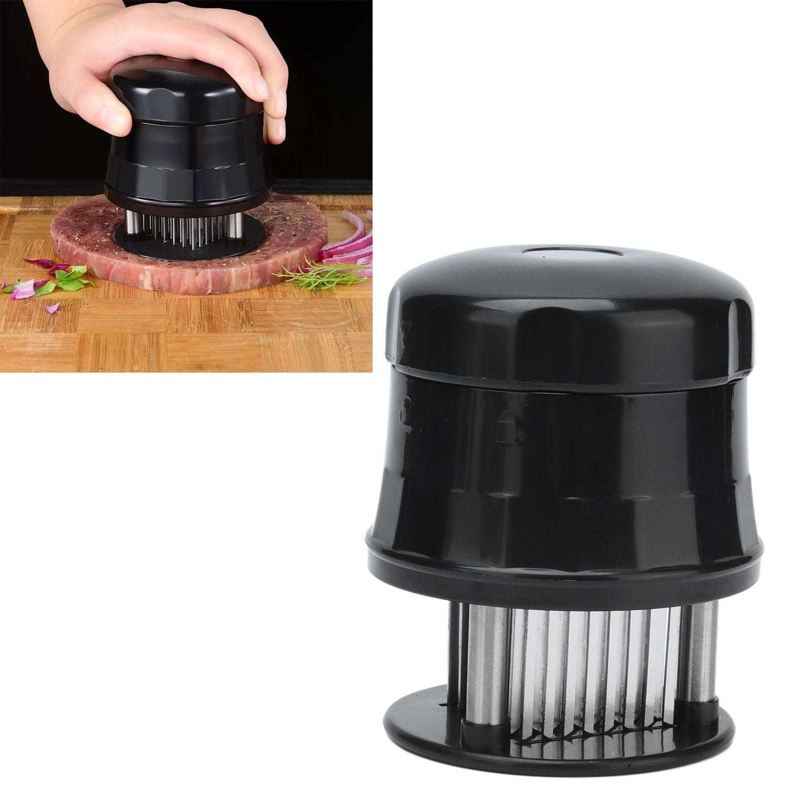 Meat Tenderizer Stainless Steel Ultra Thin Needle Blades Kitchen Cooking Tool with Protective Cover for V1294-YM0523-3118210306211