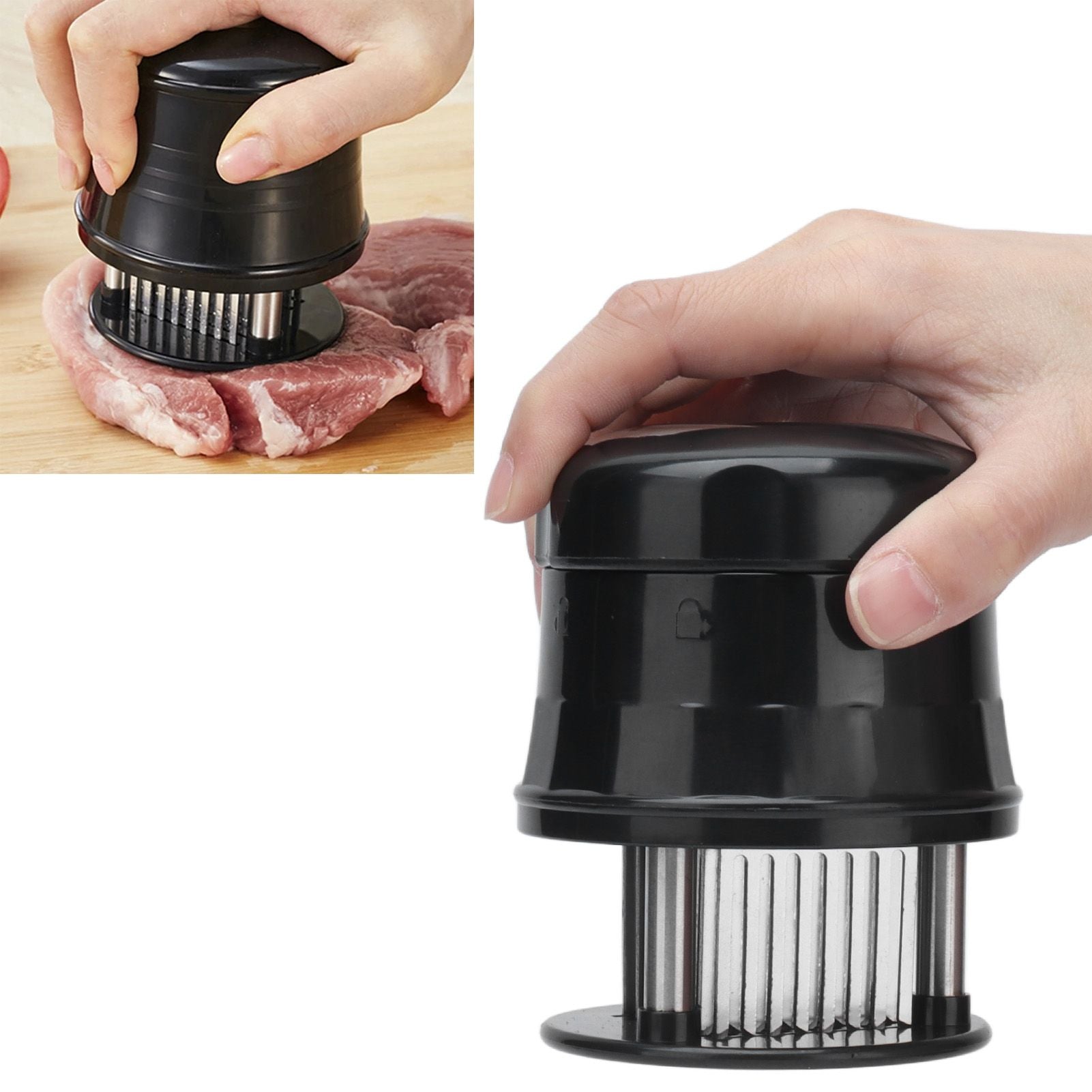 Meat Tenderizer Stainless Steel Ultra Thin Needle Blades Kitchen Cooking Tool with Protective Cover for V1294-YM0523-3118210306211