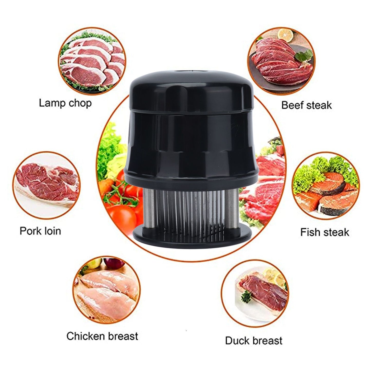 Meat Tenderizer Stainless Steel Ultra Thin Needle Blades Kitchen Cooking Tool with Protective Cover for V1294-YM0523-3118210306211