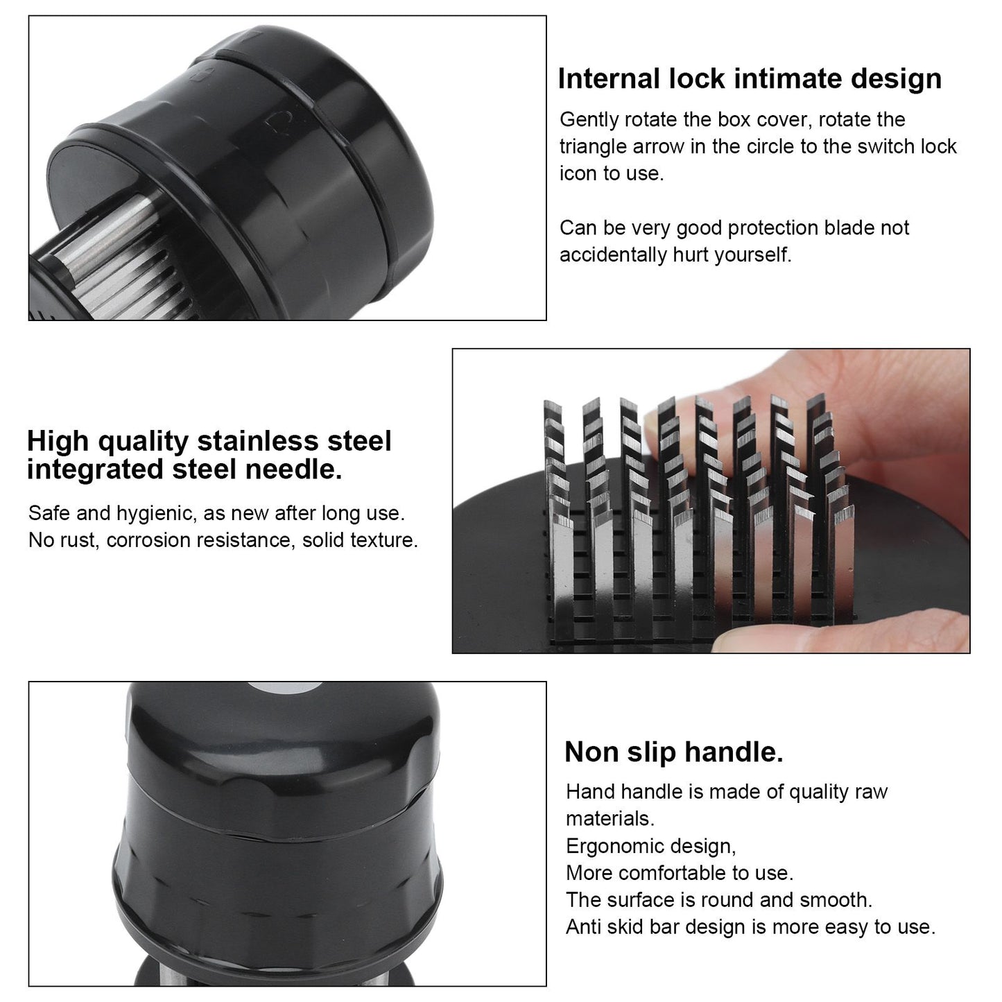Meat Tenderizer Stainless Steel Ultra Thin Needle Blades Kitchen Cooking Tool with Protective Cover for V1294-YM0523-3118210306211