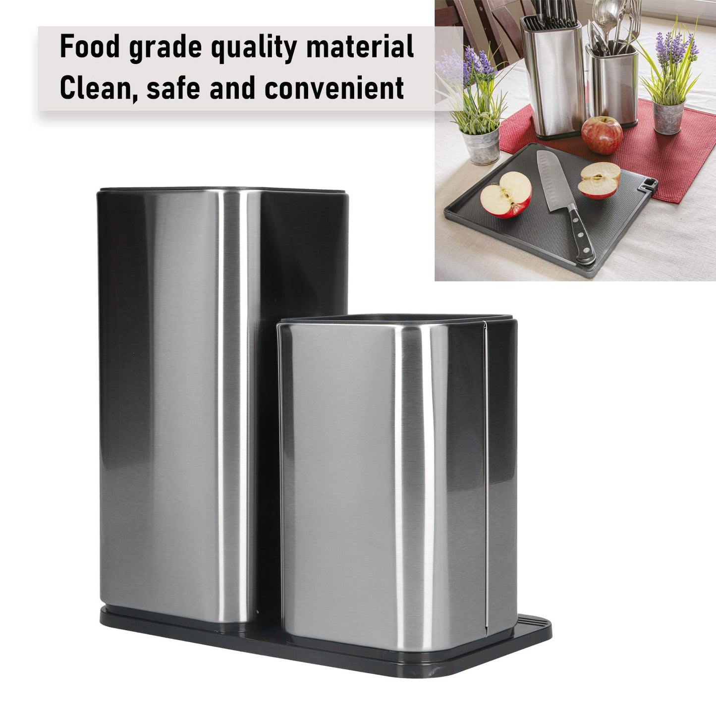 2 in 1 Knife Holder with Cutting Board Organizer Stainless Steel Kitchen Storage Accessory V1294-YM0523-3118210306411